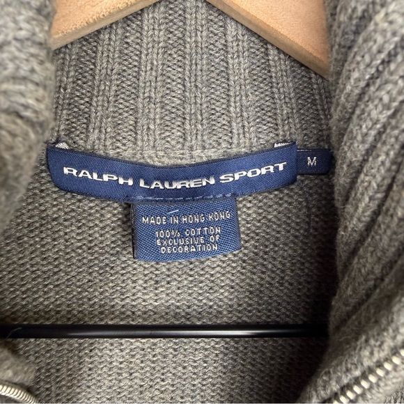 Polo Ralph Lauren Brown Long Sleeve Cable Knit Cotton‎ Sweater Medium Women Zip - Picture 3 of 5